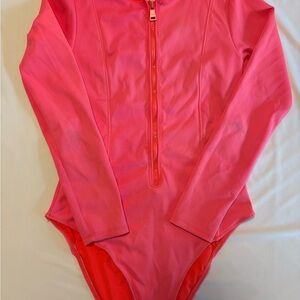 Good American Hot Pink Zip-Up Swimsuit Size 2